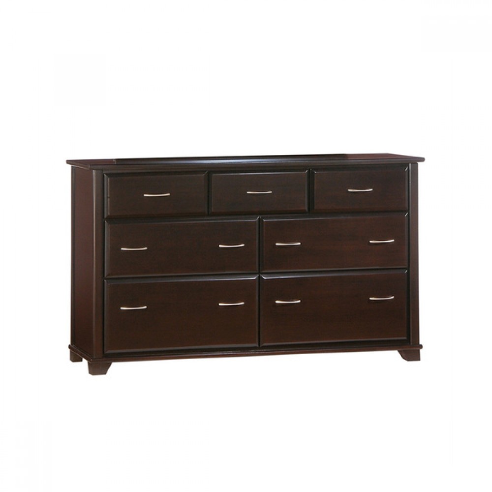 7 Drawer Dresser Jupiter Furniture Collection Solid Wood Dark Brown