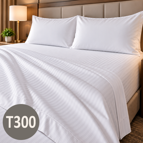 t300 stripe Flat Sheets